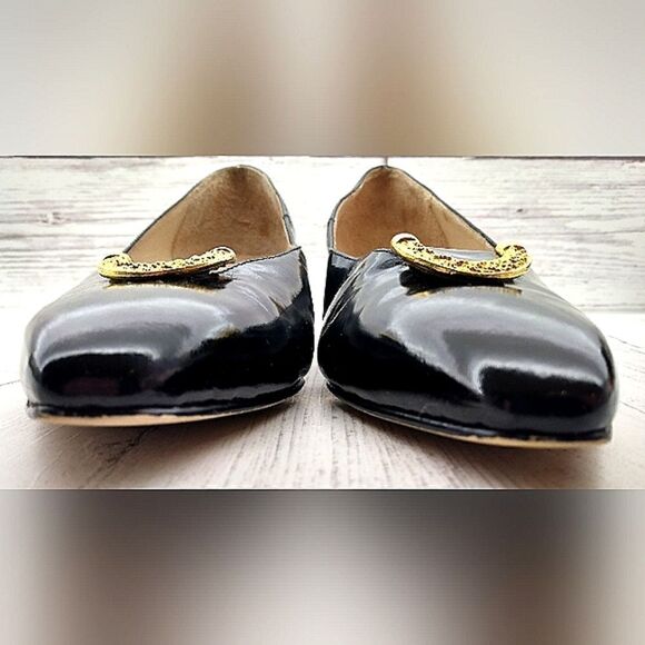 Celine Paris France Black Patent Leather Pumps Shoes Womens Vintage Authentic - Picture 9 of 16